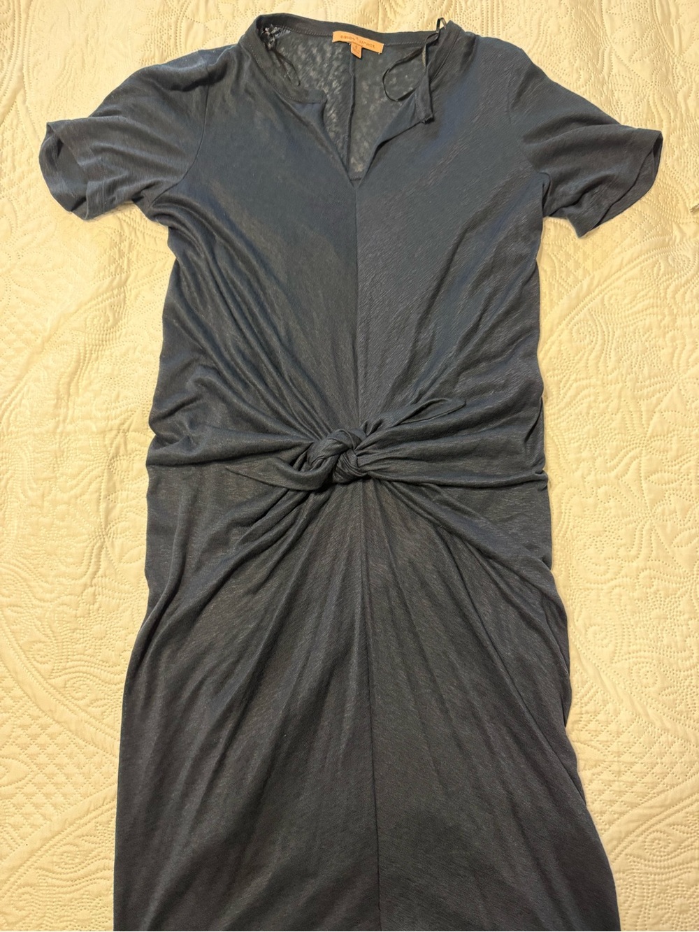 Women’s Gibson and Latimer size small Knot-Front Short Sleeve Shirt Dress - Blue - Picture 3 of 6